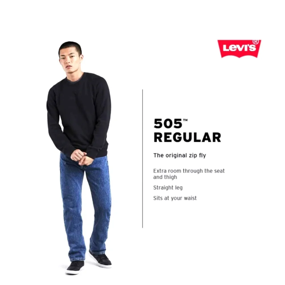 Levi's 505 Regular Fit Medium Stonewash Jeans. Size 32x36. NEW